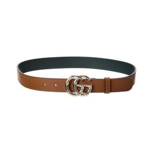 Gucci Brown Leather Belt with Gold Buckle